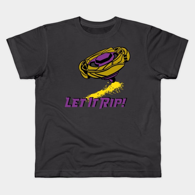 beyblade purple/gold Kids T-Shirt by Lins-penseeltje